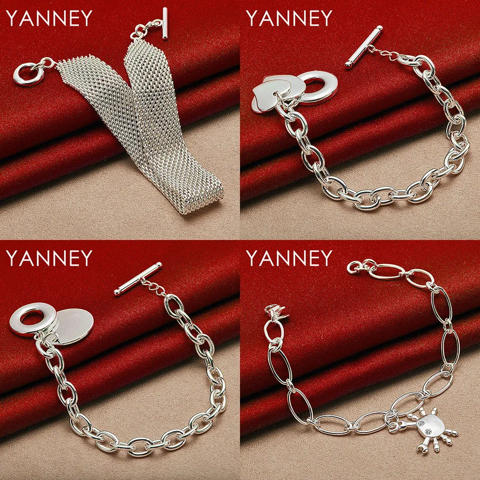 

925 Sterling Silver 8 Inch Delicate Crab Braided Bracelet Women Party Jewelry Accessories Fashion Charm