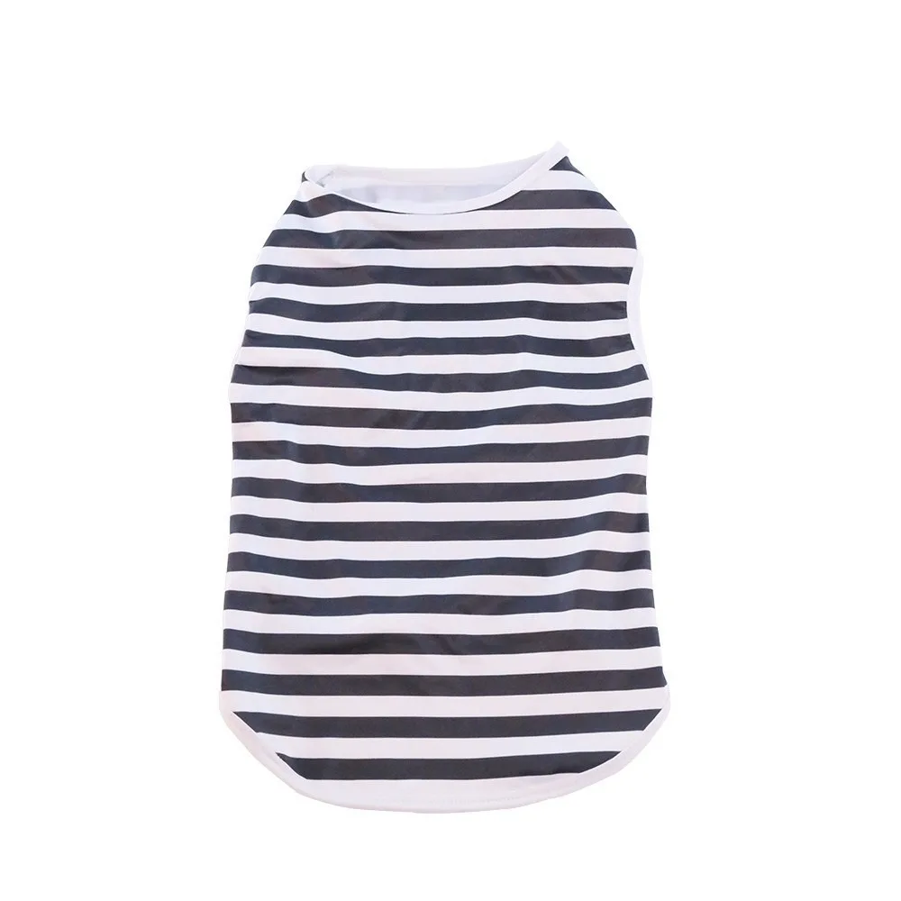 

Breathable Dog Cooling Vest Soft Fabric Comfortable Fit Pet Striped T-Shirt Round Neck Thin Dog Summer Clothes Spring Summer