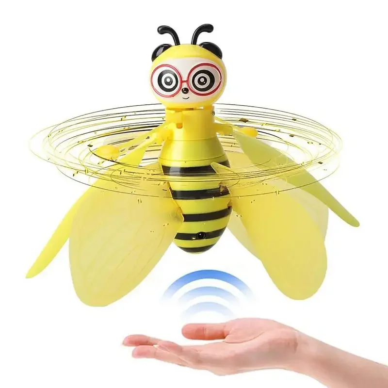 Vendita calda Mini RC Drone toys Flying bee induction aircraft gesture suspension giocattolo luminoso elicottero telecomandato per bambini