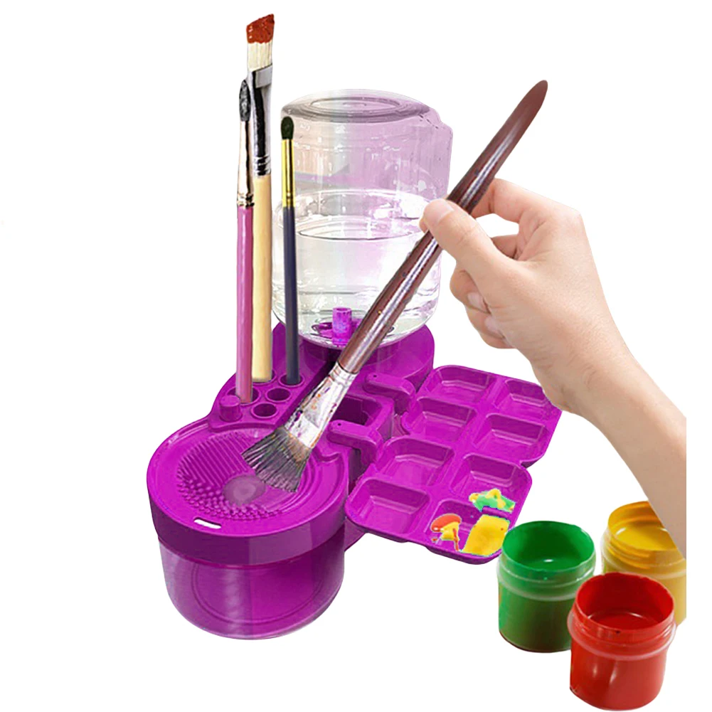 New Paint Brush Cleaner With Drain Button Automatic Water Circulation Painting Brush Rinser Paint Brush Cleaning Bucket Art Tool