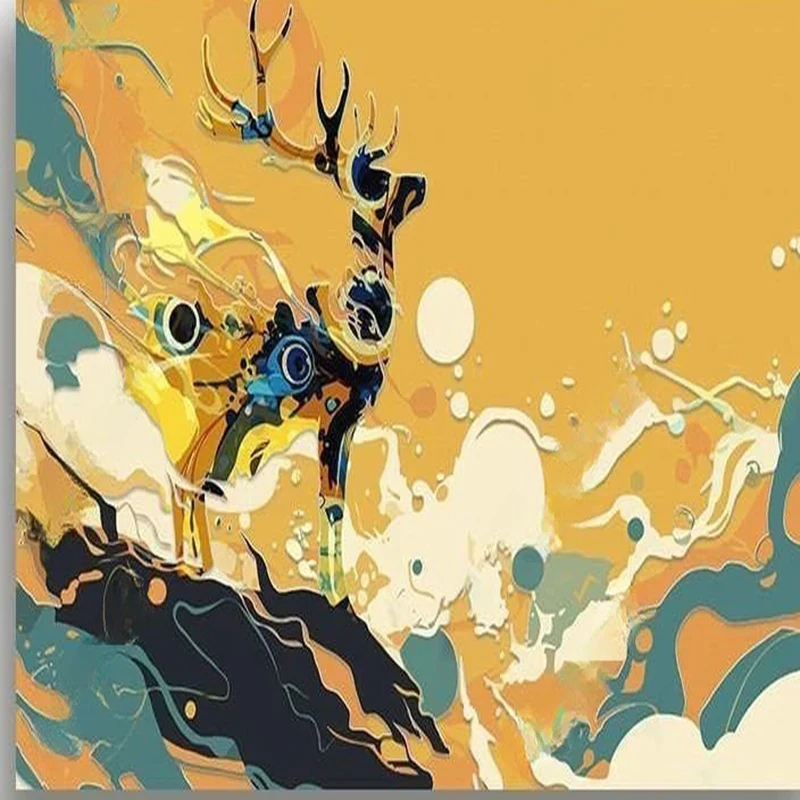 Custom Photo Mural Modern Abstract Cartoon Deer Pattern Chinese Style Wallpaper Home Decor Background For Living Room Bedroom