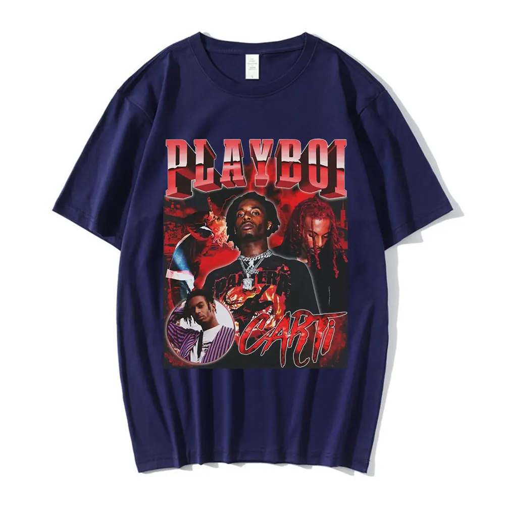 Hip Hop Rapper Playboi Carti T shirt Men Women Graphic Print T-shirts Oversized Streetwear Short Sleeve Male Cotton T-shirt