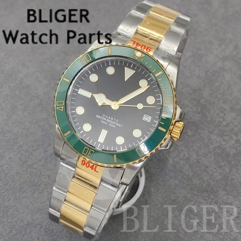 BLIGER 36 مللي متر 38 مللي متر 40 مللي متر روندا 515 ساعة يد تعمل بالحركة للرجال الياقوت كوب سيراميك الحافة الفولاذ المقاوم للصدأ الغوص ساعات كوارتز رجالية