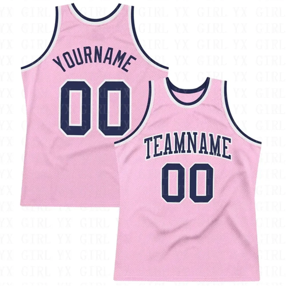 Custom Light Pink Royal-White Authentic Throwback Basketball Jersey Tank Tops for Men Jersey Personlized Sew Team Unisex Top