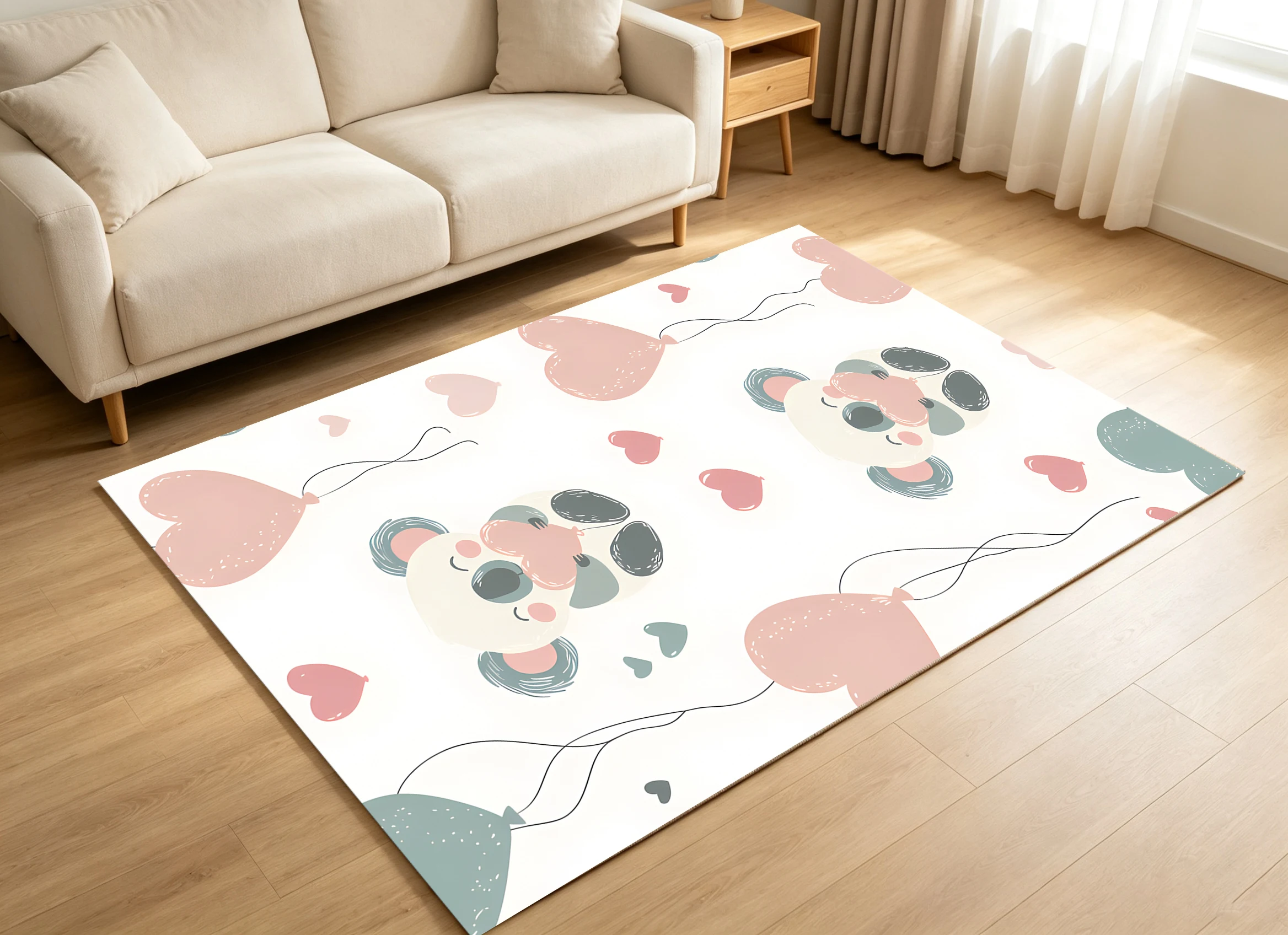 2D Large Carpet Adorable Koala Heart Balloon Warm Soothing for Bedroom Living Room Bedside