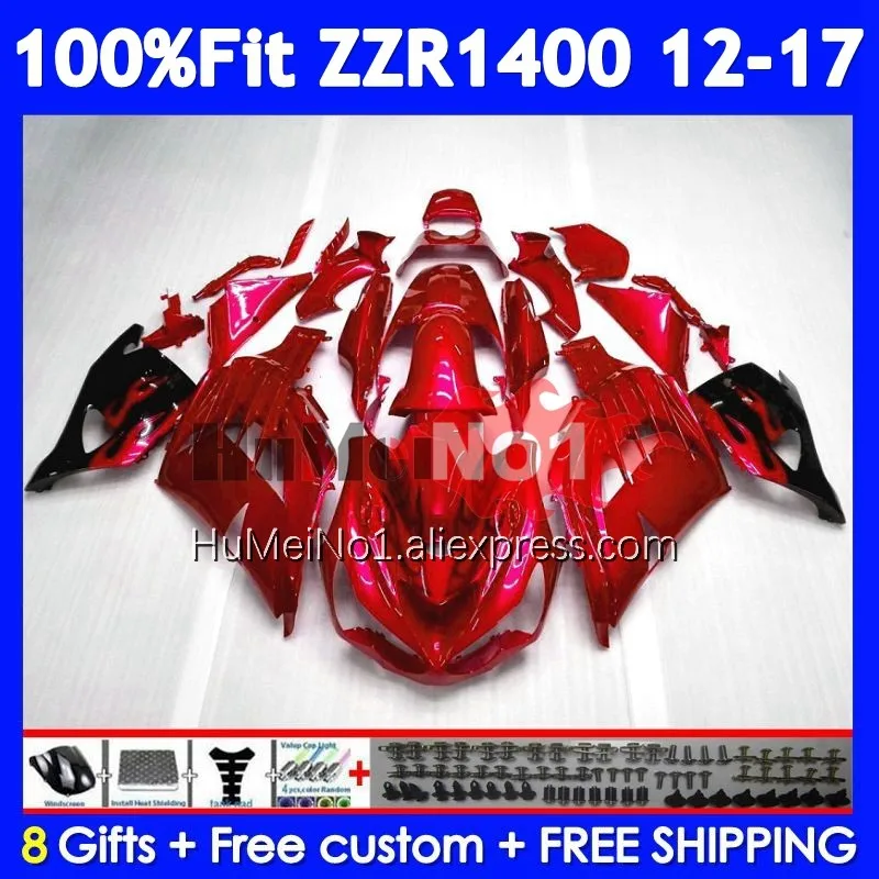 Body For KAWASAKI NINJA ZZR1400 ZZR 1400 12 13 14 15 Light Red 16 17 230No.161 ZZR-1400 2012 2013 2014 2015 2016 2017 Fairing