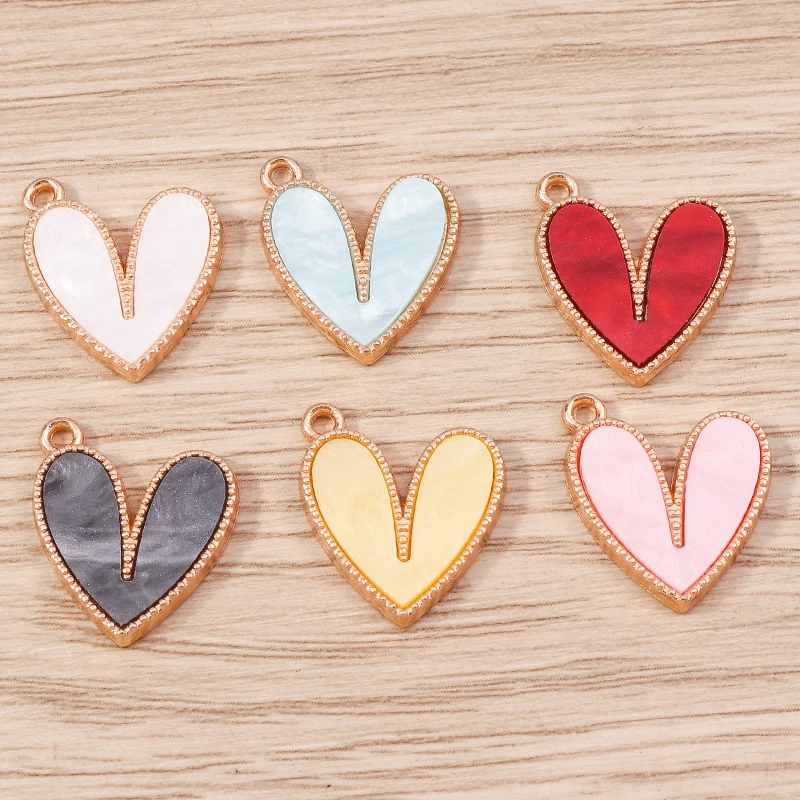 10 Stück niedliche, bunte Emaille-Herzanhänger in verschiedenen Farben zum Basteln von Schmuck, Ohrringen, Halsketten, Armbändern und für DIY-Bastelarbeiten. – Detail 6