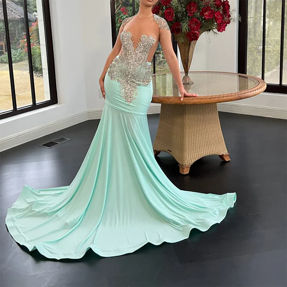 클래식 연인 구슬 민소매 인어 정장 이브닝 드레스 생일 파티 댄스 파티 드레스 맞춤형