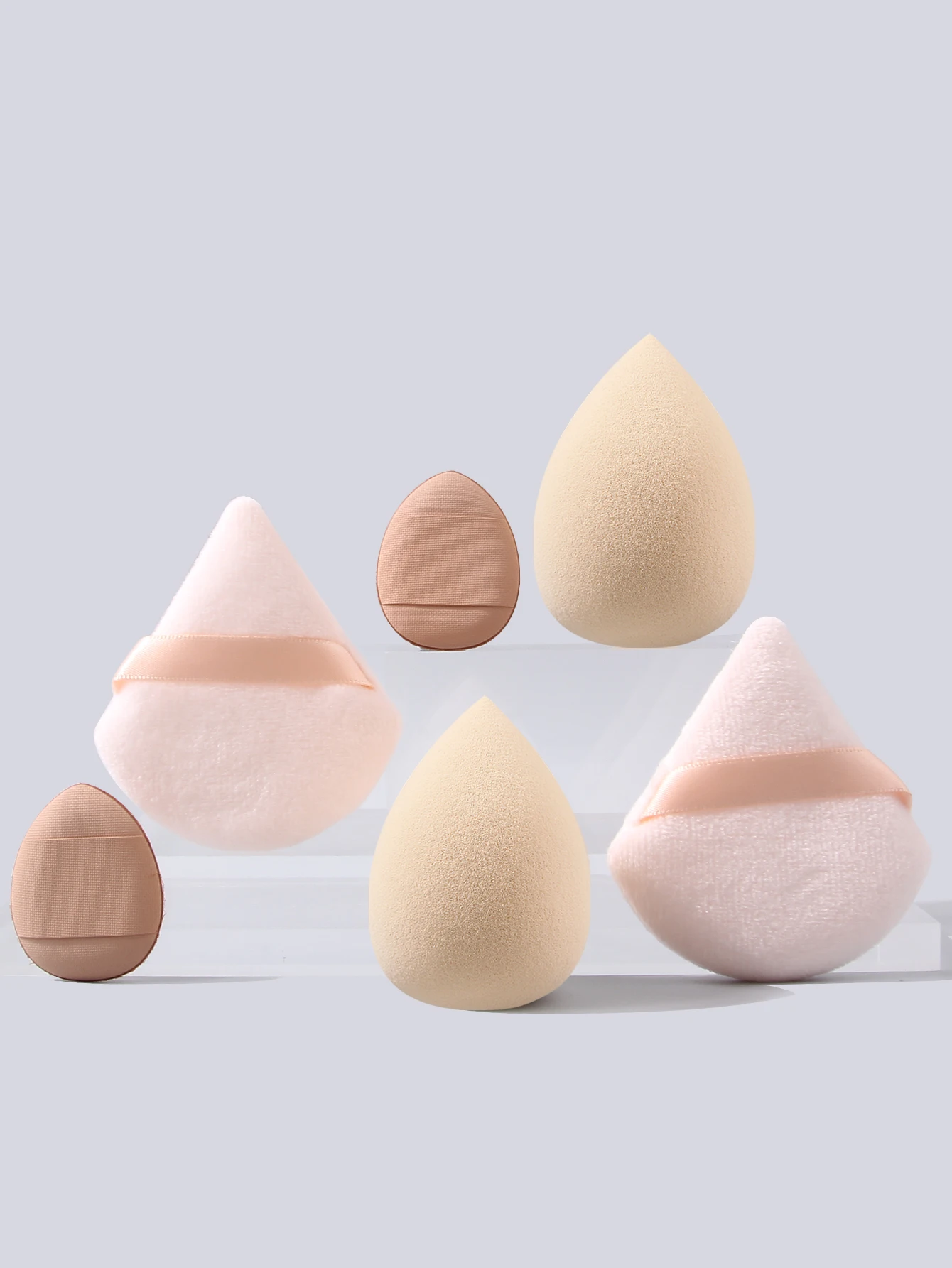 6PCS makeup sponge sets-2 beauty eggs+2 triangular powder puffs+2 thumb puffs Soft Foundation/Concealer/Blush Professional tools