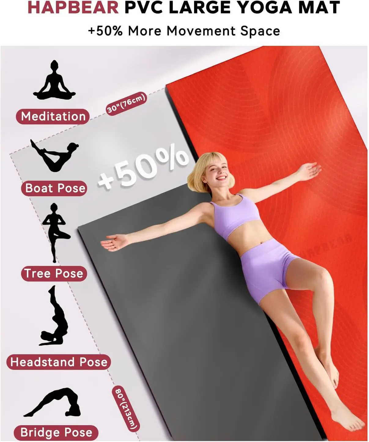 Orange PVC Yoga Mat for Home Gym, Yoga, Pilates & Workouts with High Rebound Cushioning and Non-Slip Feature
