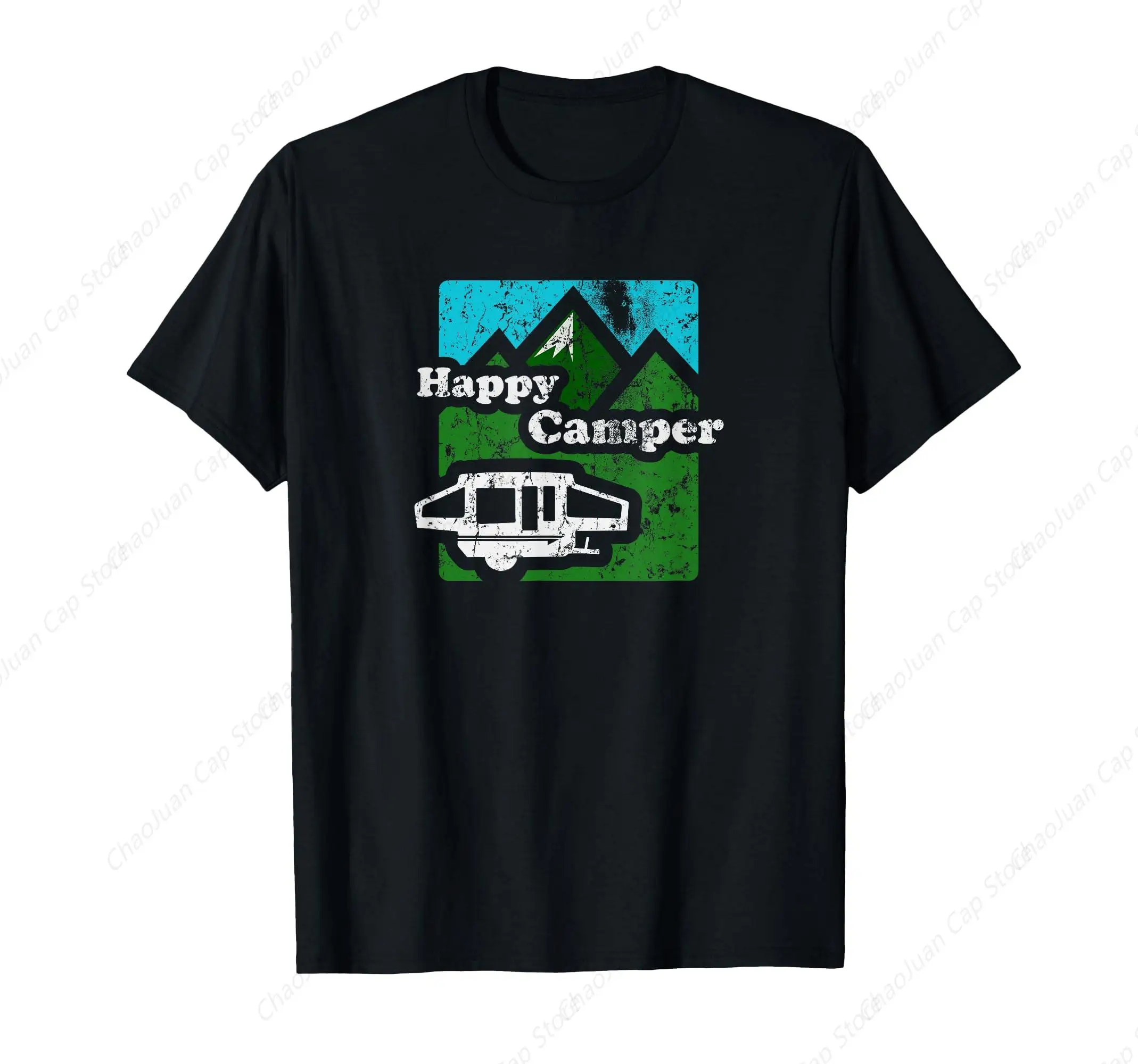 

Happy Camper Camping T Car Caravan Забавная футболка для отпуска