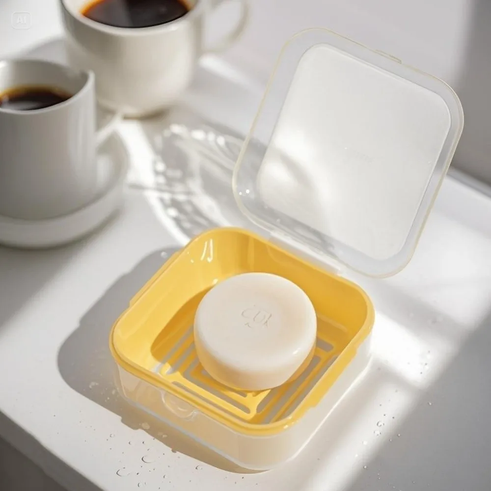 Portable Double-layer Travel Soap Box Leak-proof Drainable Design Soap Holder Locking Clasp Sealed Soap Case