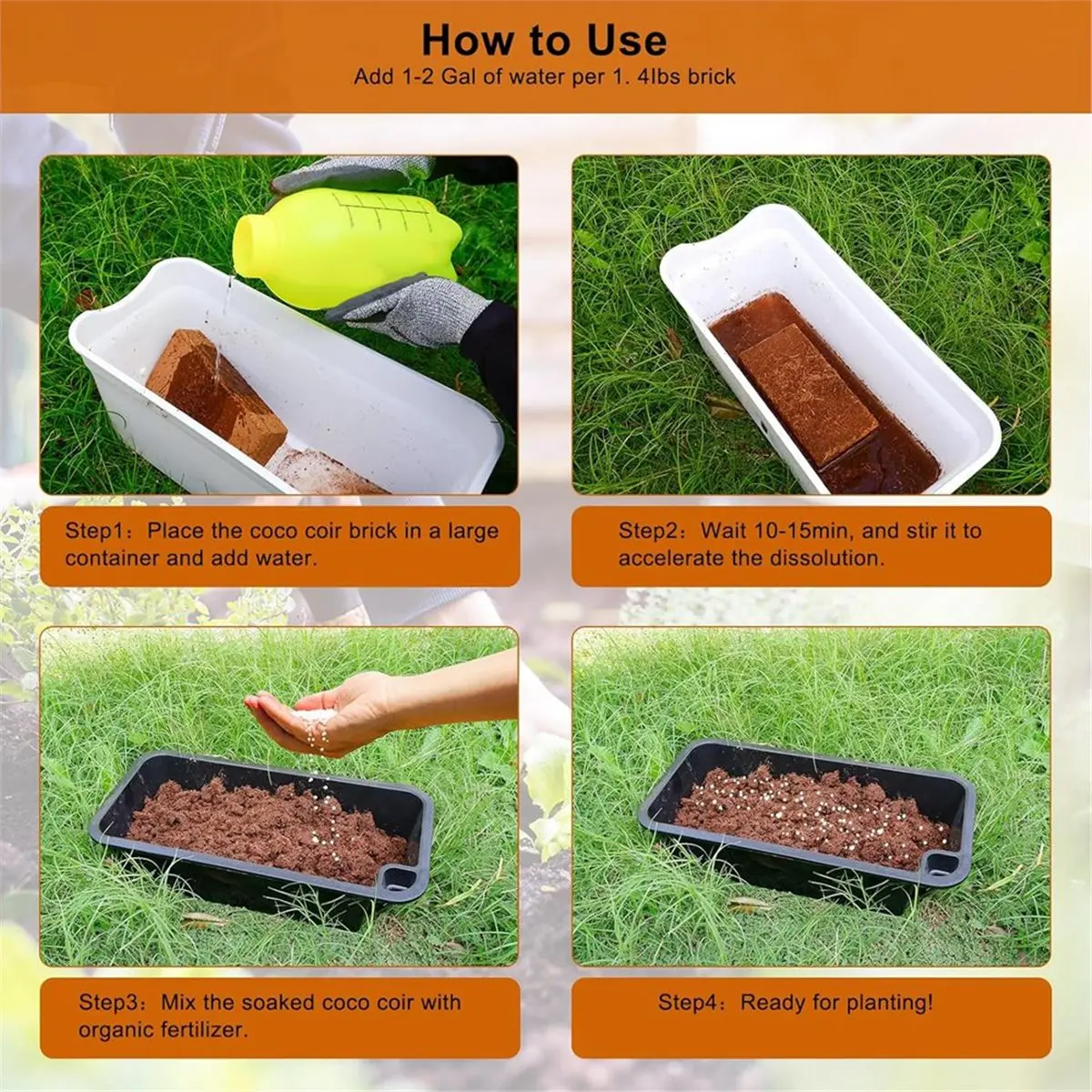 HITL 3 Pack Bricks, for Plants, Coconut Fiber Substrate with Low PH & EC, Organic Coconut Fiber