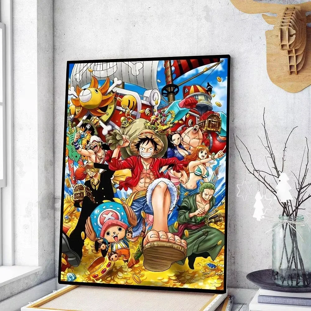 Anime One‑Piece Canvas Painting, Luffy Shanks Rayleigh And Other Pirates Wall Art Print, Boys Room Home Decoration No Frame