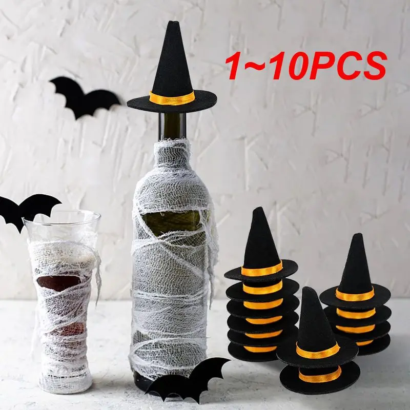 1~10PCS Felt Witch Hat Wine Bottle Home Handicraft All Saints Hat Mini Party Supplies Hair Accessories Holiday DIY