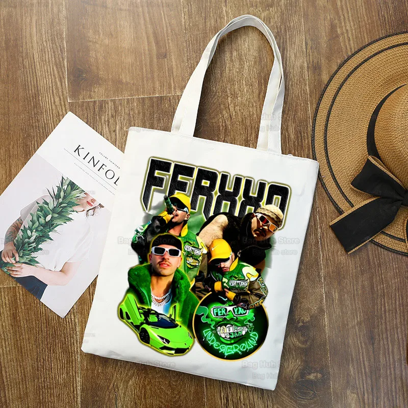 O Ferxxo Feid 90s Rapper Shopping Bag, Eco Canvas Bag, Shoping Sack Reutilizável