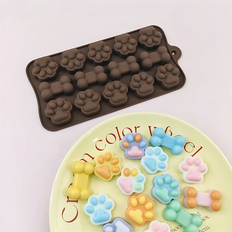 21×10.2cm Pet Paw & Bone Silicone Chocolate Mold - 100% Food Grade Platinum Silicone, BPA-Free, Heat Resistant for Dog Treats