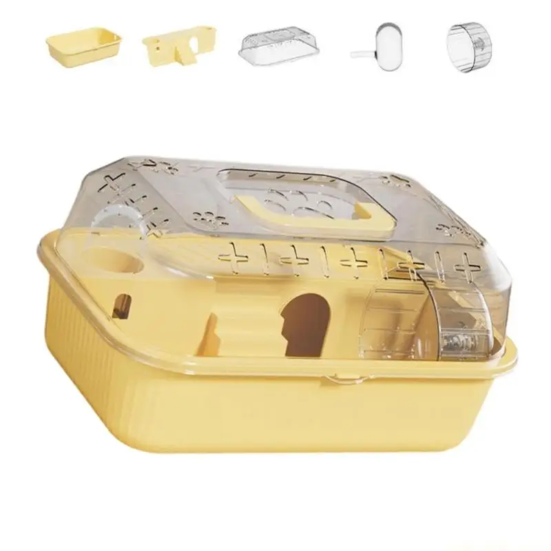 QX2E Portable Multifunction Hamster Cage Double Layer Large Space Small Animal Carriers Cage Breathable Visible Hamster