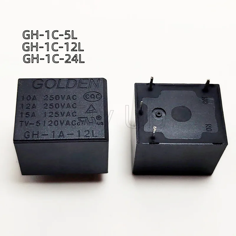 100% Original New GOLDEN GH-1C-5L GH-1C-12L GH-1C-24L 5PINS 12A 5VDC 12VDC 24VDC Power Relay