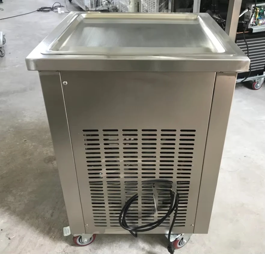Commercial Roll Ice Cream Machine - Single Plate Stainless Steel Fried Ice Cream Machine with Compressor