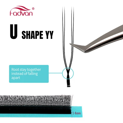 Imagen 2 del producto Fadvan U en forma de YY flor paralela pestañas postizas Cosplay pestañas de doble punta 2D YY pestañas prefabricadas Fans volumen maquillaje de pestañas postizas