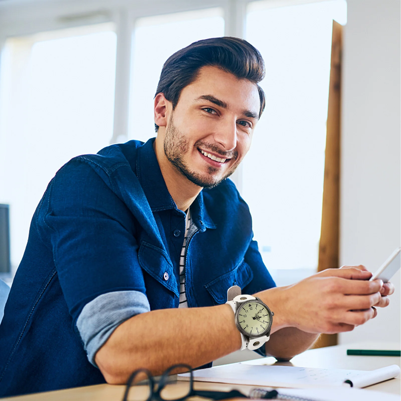 

Big Dial Men'S Watch Durable Fashion Retro Wristwatch Quartz Watch For Male Gift Vintage Style Comfortable Band