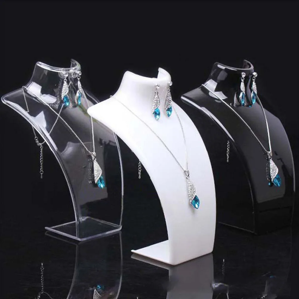 Transparent Plastic Necklace Display Rack Jewelry Bust Stand Organizer Classic Neck Chain Holder for Home Shop Vanity Display