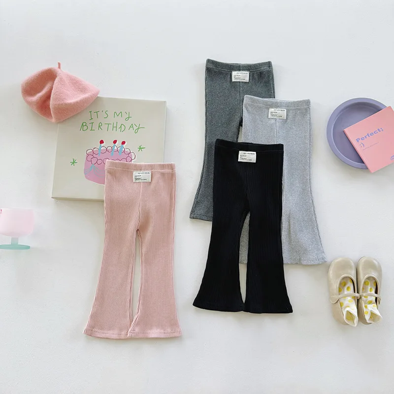 new delivery summer spring Slim fit elasticity flare pant 90-140 solid 2-7y children clothes kids baby students girls fashion