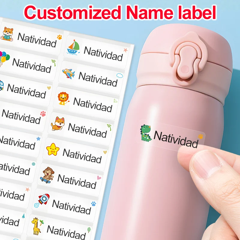 

‌Personalized Waterproof Stickers for Children - Custom School Labels, Sports Bottles & Stationery Name Tags, Multilingual‌