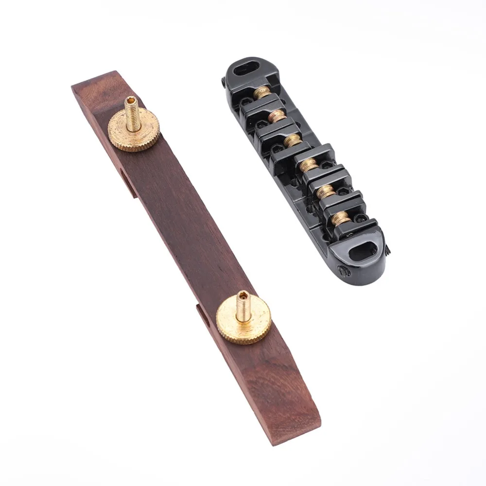 6 String Guitar Bridge With Roller Saddles Rosewood And Metal Multi-color Roller Bridge Set Guitar Bridge Tailpiece For Guitar