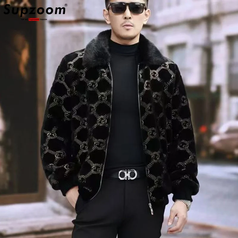 

Supzoom 2025 Новое поступление, модная зимняя теплая куртка с объемным воротником из золотой норки, имитация овечьего стриженого меха