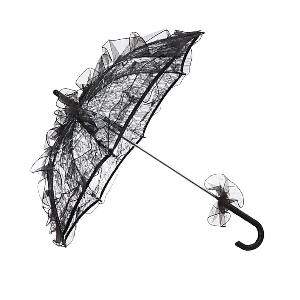 

Iron Handle Umbrella Wedding Party Decoration Decorative Photo Props Lace Bridal Photography Lady Costume Umbrellas Retro