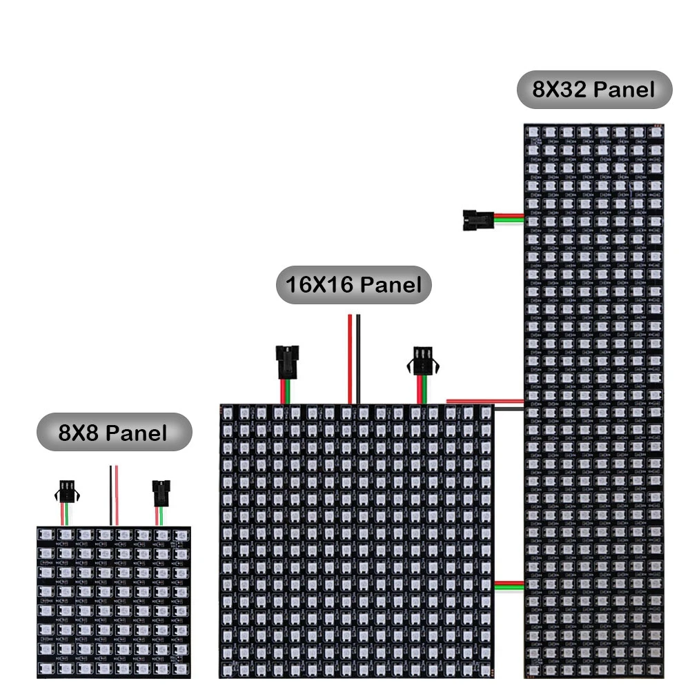 1 2 2 pces ws2812b 8x8 16x16 8x32 led pixel painel flexível matriz de tela ws2812 rgb led módulo individualmente endereçável ic dc5v