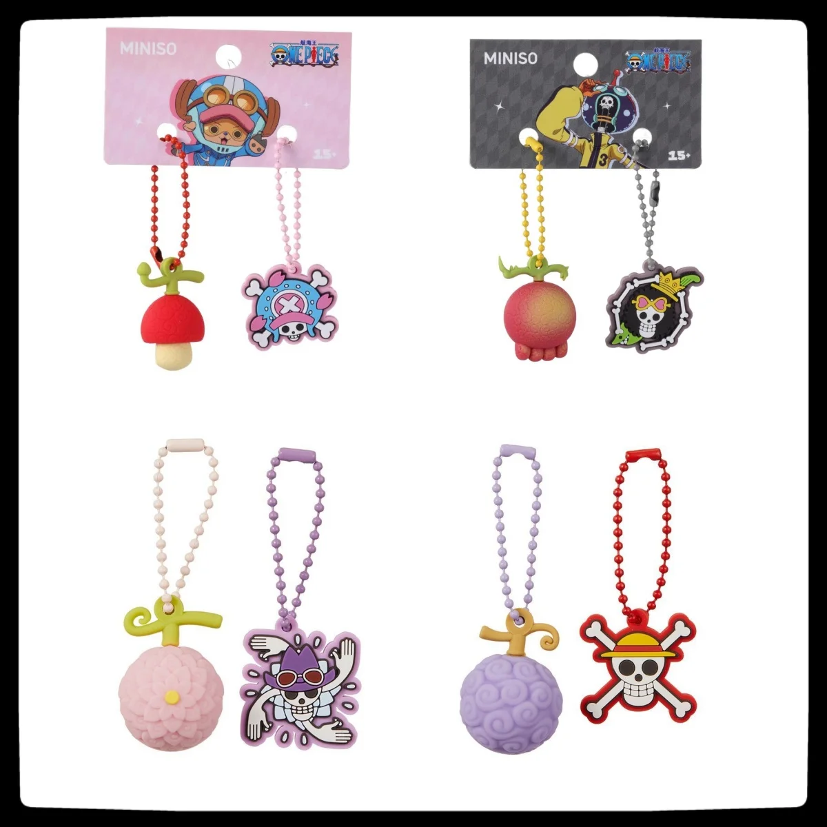 قطعة واحدة الشيطان الفاكهة ثلاثي الأبعاد الاقتران قلادة المفاتيح الكرتون لوفي المفاتيح المروحية روبن بروك لعبة هدية عيد ميلاد #1