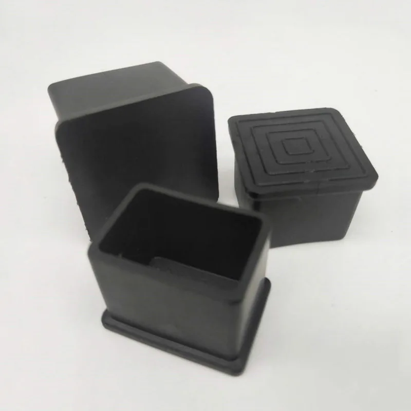 8pcs Black PVC Table Chair Leg Tips Caps Non-slip Floor Square Rubber Feet Pads Floor Protector Furniture Accessories