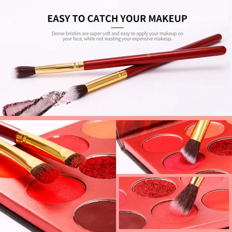 DUcare 6pc Eyeshadow Brushes with Portable Plastic Case Makeup Eye Brush Set Eyebrow Eyelash Eyeliner Blending Cosmetics Brushes