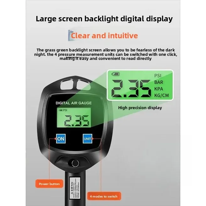 

НОВЫЙ высокоточный автомобильный барометр для накачивания шин, цифровой пневматический пистолет для измерения давления в шинах, цифровой дисплей, электронный