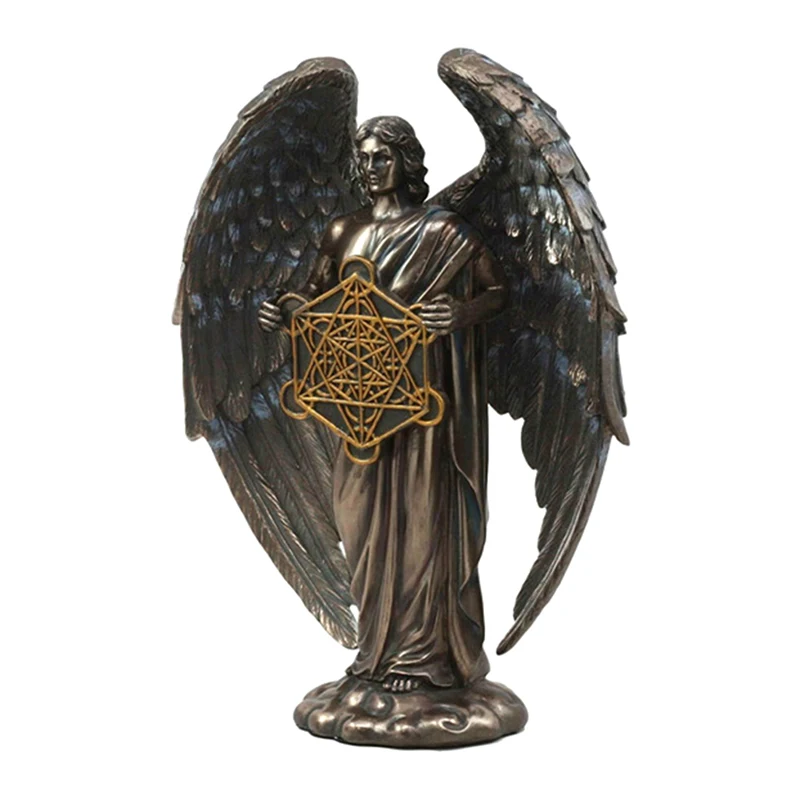 Talmudic Judaism Metatron Angel Holding Sacred Flower of Life Geometric Statue Angelic Celestial Scribe Prophet Enoch Figurine