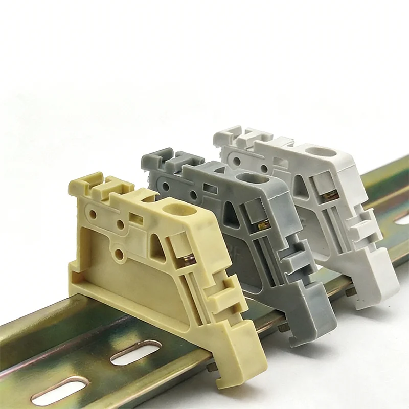 C45 35mm DIN Rail End Stopper Bracket , Screw Clamp Terminal Block End Cover, yellow, EW/35