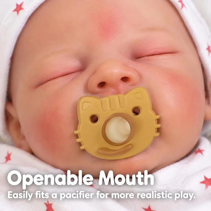 13Inch Made of Solid Silicone Reborn August Mouth Can Openable Super Soft Squishy Elastic Lifelike Simulation Baby Doll