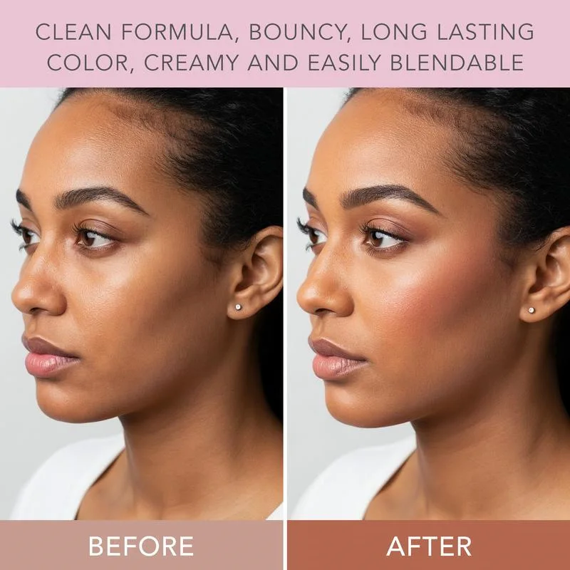 Profesjonalny pudrowy róż do policzków Bounce Blusher Nature, przywiera do twarzy, róż do makijażu dla dziewcząt, różowy pudrowy róż do policzków, przezroczysta paleta różów.