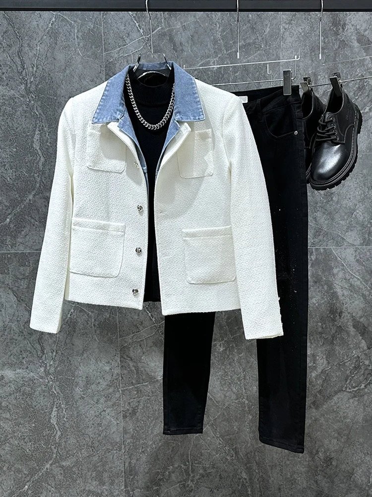 

White ort Men's Jaet Autumn Winter New Sle Youth Faion Casual Haome Fraance Sle Coat Youthful ular Loose Fit