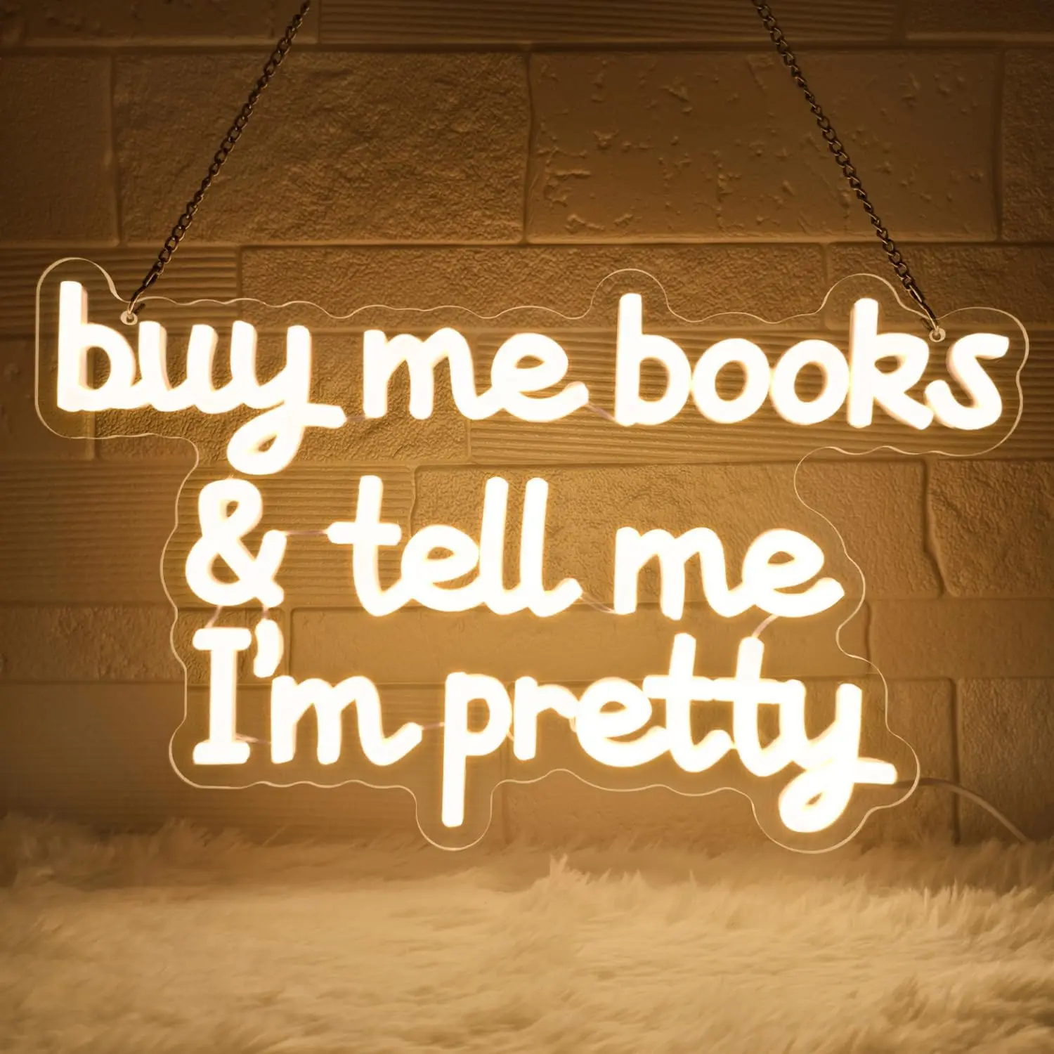 

Buy Me Books and Tell Me I'm Pretty Neon sign Warm White LED Neon light for Bedroom Living Room Classroom cafe wall decor Gift
