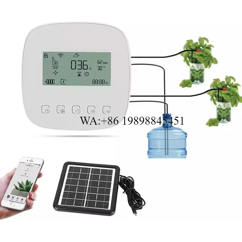 WMWMNU Smart Wifi Watering Timer Micro-drip Irrigation Controller for Plants with Solar Panel
