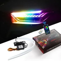 Luz LED de conducción diurna DRL de 12V para coche, Control por aplicación, sinfonía RGB Flexible, tira de señal de giro que fluye, lámpara decorativa para faro