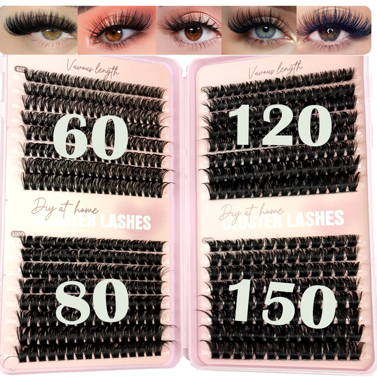 32줄 60-150P 개별 속눈썹 클러스터 D 컬 믹스 속눈썹 클러스터 3D 위스피 DIY 속눈썹 연장 내추럴 속눈썹 속눈썹 북