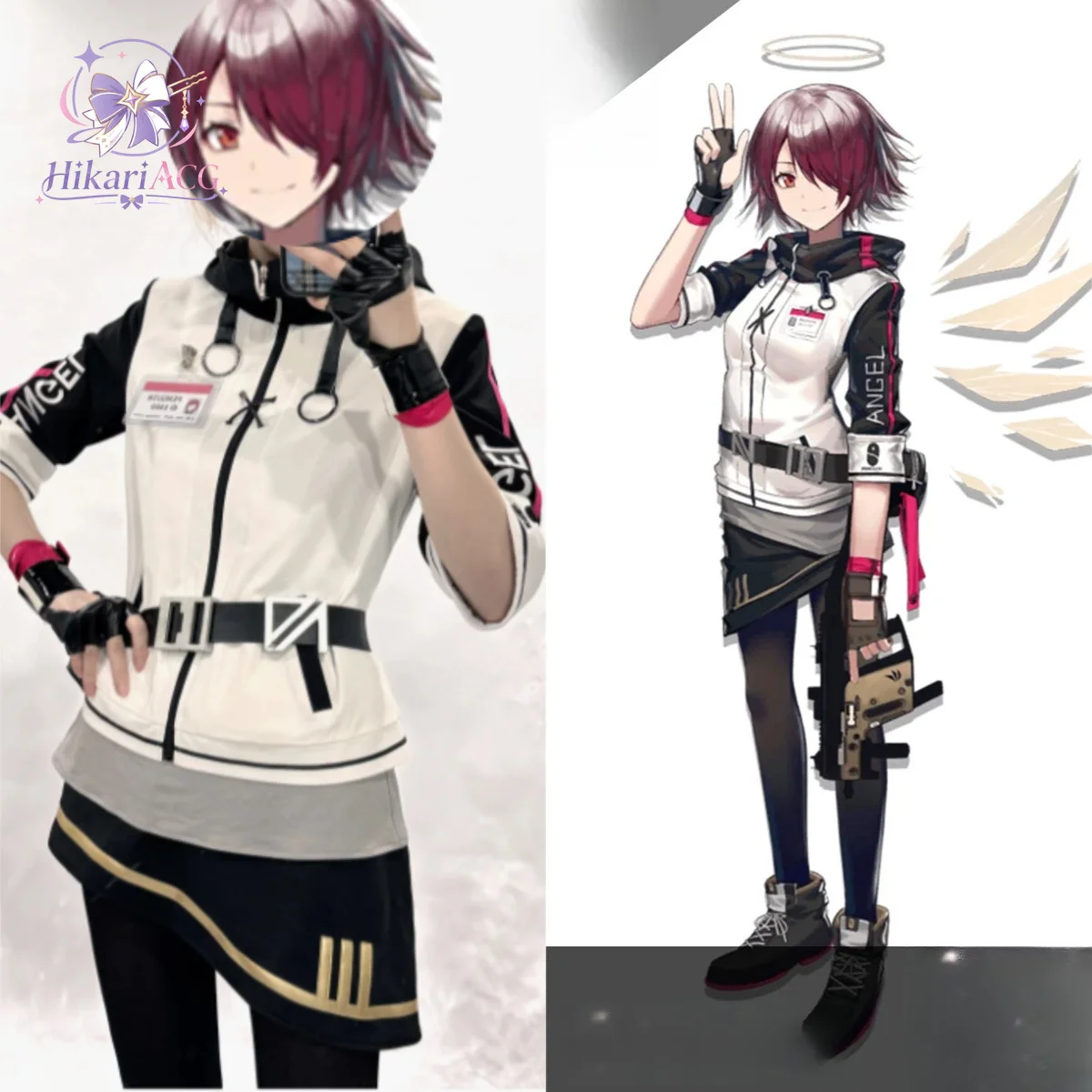 Anime Outfit Arknights Exusiai Cosplay Full Set Anime Character Uniform Halloween Carnival Party Cosplay Outfit