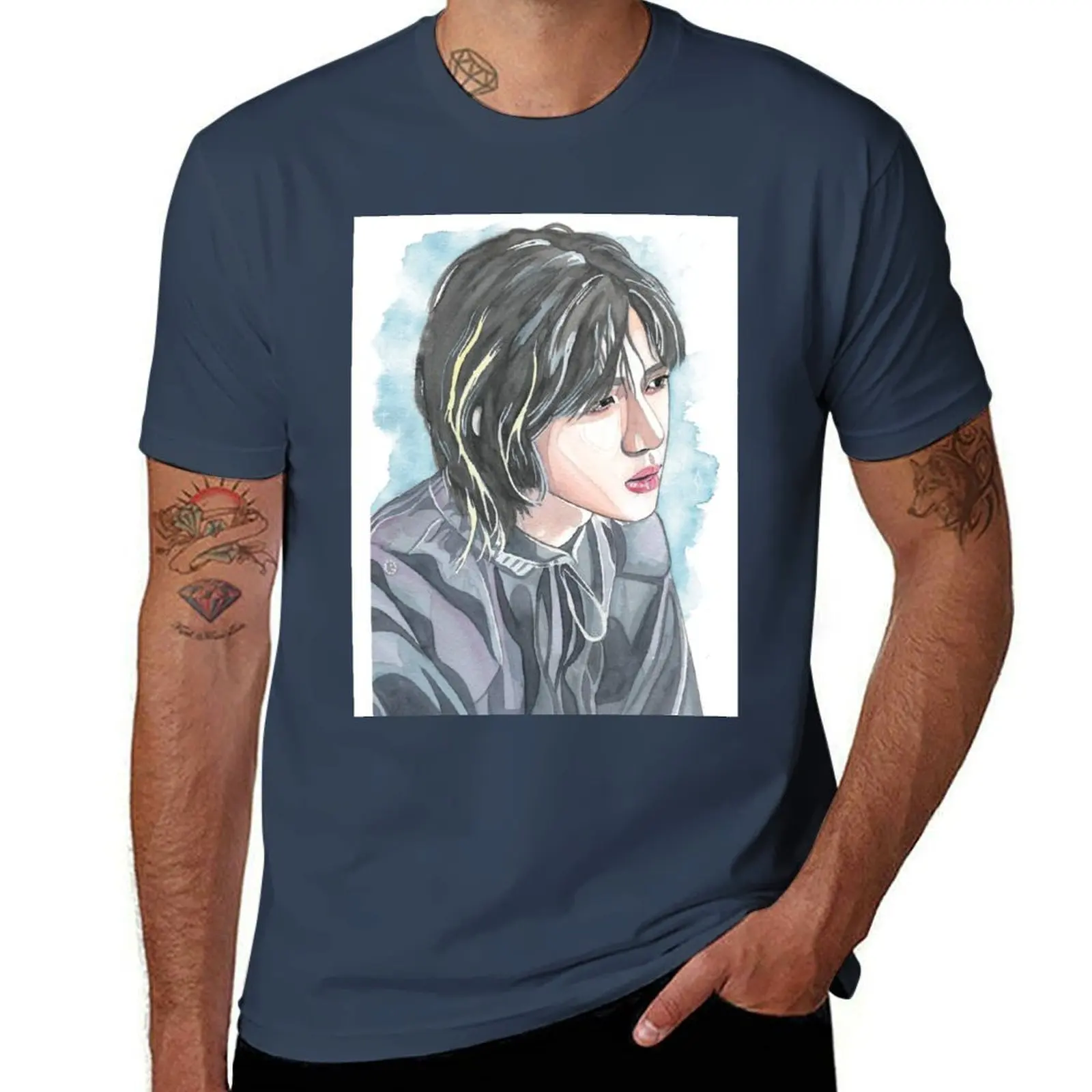 

Choi Beomgyu Watercolour Portrait T-Shirt Retro Graphic Print T-Shirt