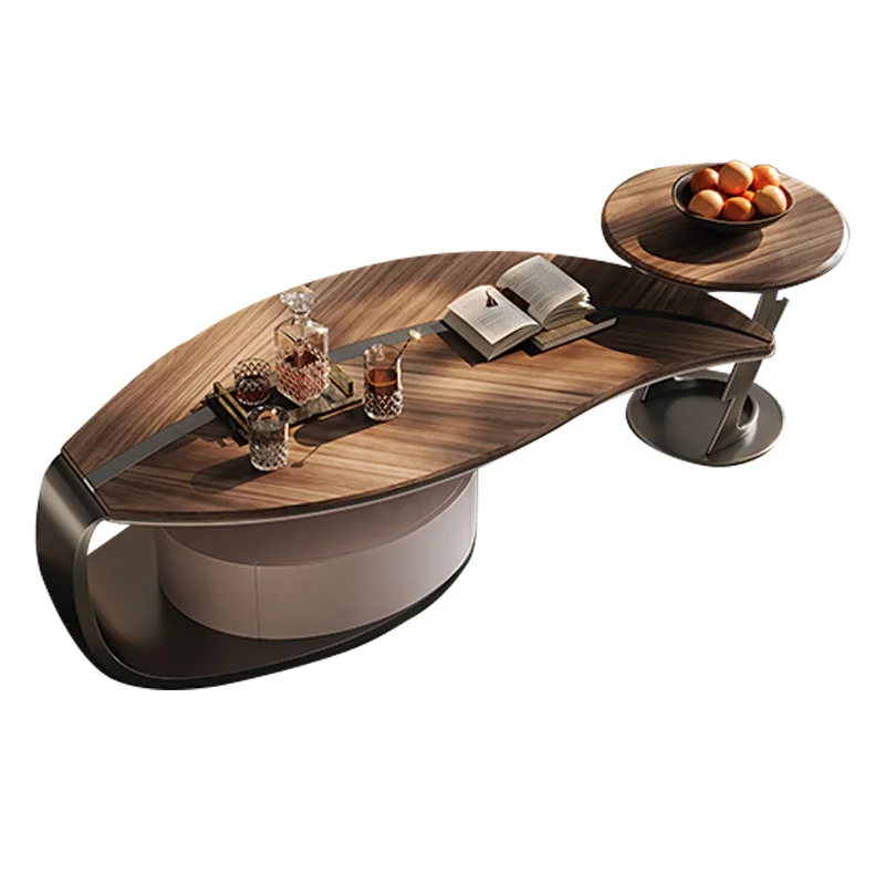 

ak-Designer Light Luxury Modern Special-Shaped Coffee Table Living Room High-End Walnut Wood Wood Skin Coffee Table%