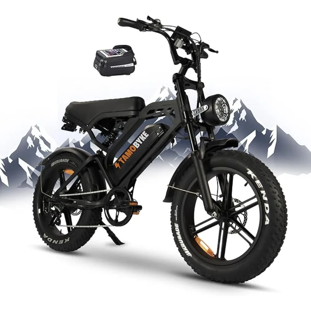 1500/1000W motor, 20 inch fat tire electric bike 48V 15AH/31AH battery 28-33MPH and 37 miles,Black